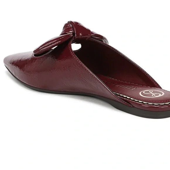 NEW!! Sam & Libby pointed toe bow mules in plum/burgundy faux leather - Picture 6 of 12
